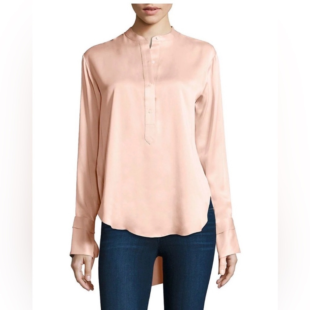 Rag & Bone Women’s  Dylan Tie-cuff Silk Blouse Size SP Dusty Pink Quiet Luxury